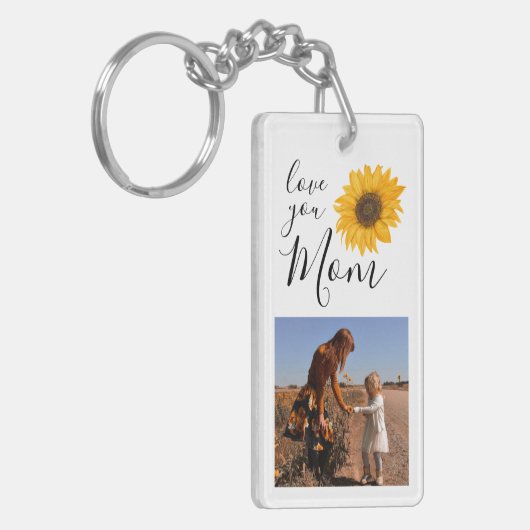 Moeder Familie Fotocollage Zonnebloem Sleutelhanger (Voorkant Links)