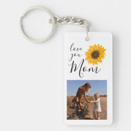 Moeder Familie Fotocollage Zonnebloem Sleutelhanger