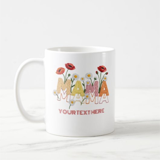 Moeder Floral Moederdag Aangepaste Naam Klaproos & Koffiemok (Links)