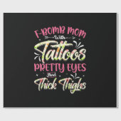 Moeder Florals F-Bomb mama met Tattoos van de gebo Cadeaupapier (Vlak)