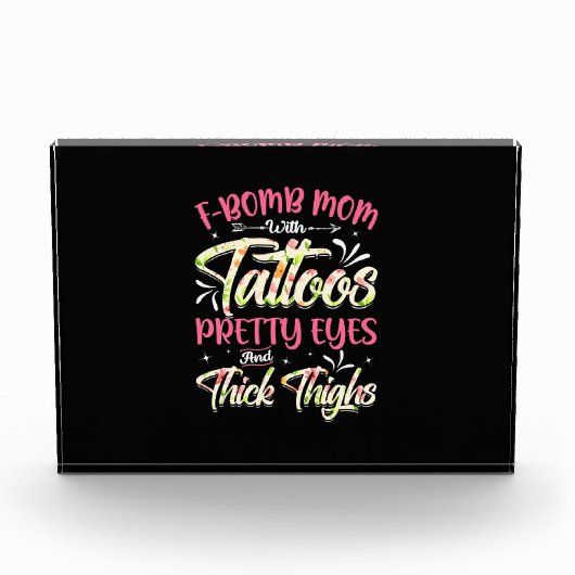Moeder Florals F-Bomb mama met Tattoos van de gebo Fotoblokken (Voorkant)