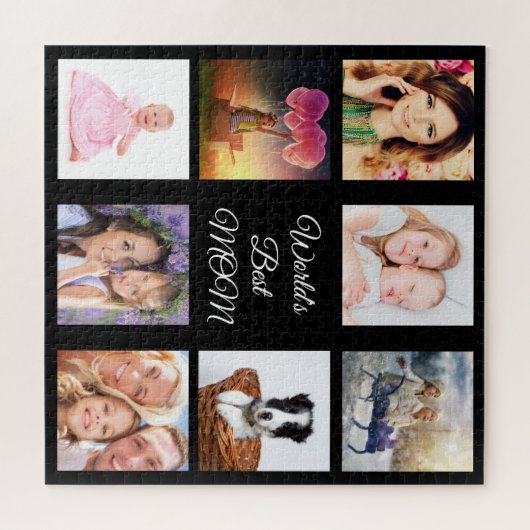 Moeder Foto collage beste moeder wereld zwart Legpuzzel (Horizontaal)