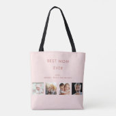 Moeder foto collage blush roze tote bag (Achterkant)