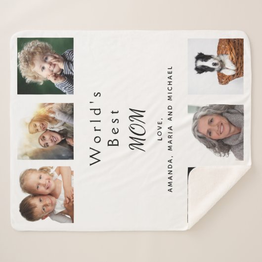Moeder foto collage familie wit sherpa deken (Voorkant (horizontaal))