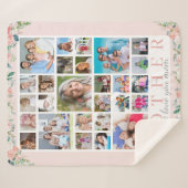 MOEDER Foto Collage Floral Blush Roze Sherpa Deken (Voorkant (horizontaal))