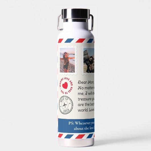 Moeder Foto Collage Letter Postal knuffel Waterfles (Voorkant)