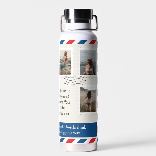 Moeder Foto Collage Letter Postal knuffel Waterfles (Achterkant)