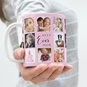 Moeder foto collage roze koffiemok