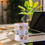 Moeder foto collage violet mok<br><div class="desc">Een cadeau voor je moeder,  haar leven vieren met een collage van 14 foto's. Zwarte tekst: Beste mama ooit. Personaliseer en gebruik je eigen foto's van haar,  kinderen,  man,  huisdieren,  vrienden. Trendy violette,  lavendelkleurige achtergrond. Perfect als Moederdag cadeau,  voor verjaardagen en kerst.</div>