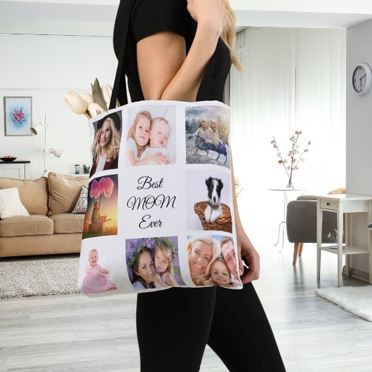 Moeder foto collage wit tote bag
