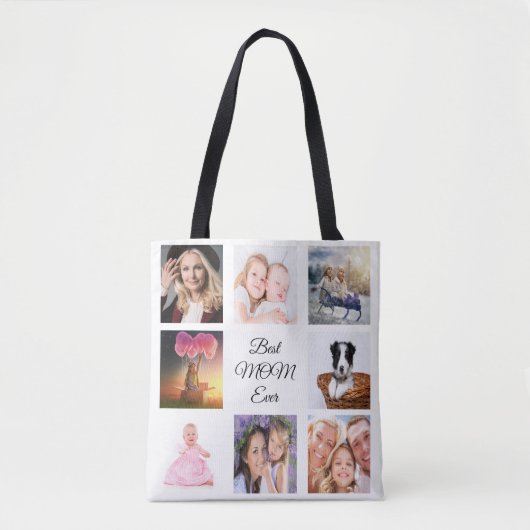 Moeder foto collage wit tote bag (Voorkant)