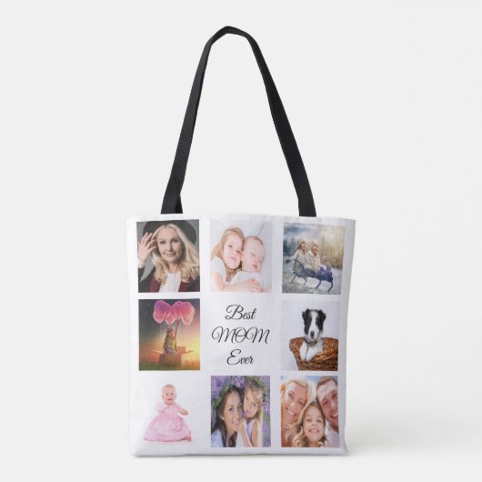 Moeder foto collage wit tote bag (Achterkant)