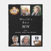 Moeder foto collage zwart fleece deken (Voorkant)