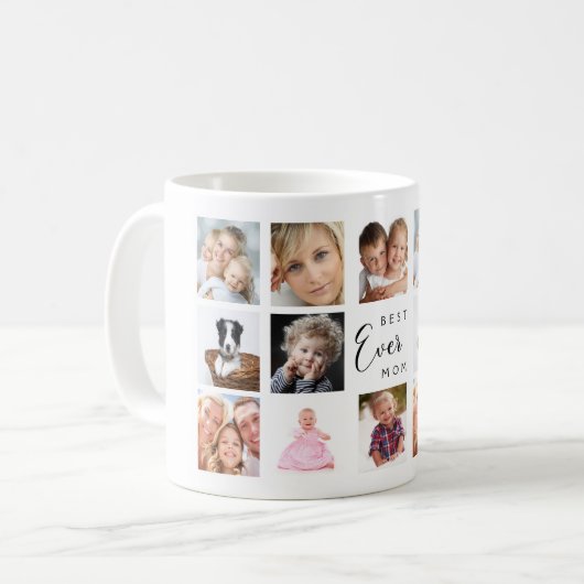 Moeder foto collage zwart koffiemok (Voorkant links)