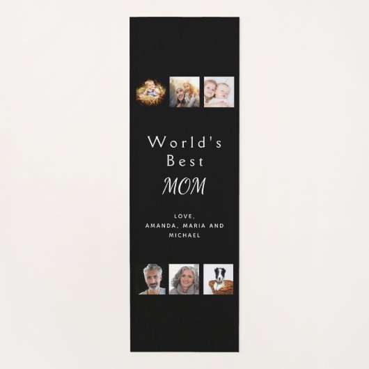 Moeder foto collage zwart yogamat (Voorkant)