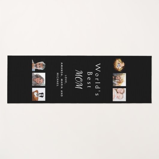 Moeder foto collage zwart yogamat (Voorkant (horizontaal))