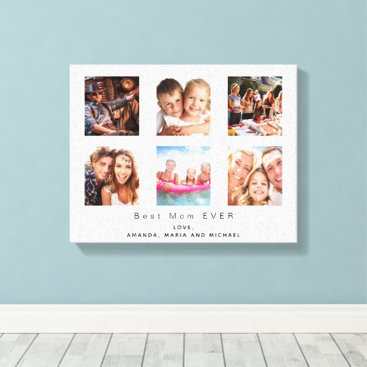 Moeder foto familie collage wit canvas afdruk (Insitu (Houten vloer))