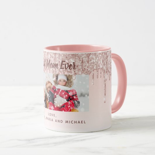 Moeder foto glitter blush roze mok (Voorkant rechts)
