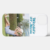 Moeder Foto luchtblauwe tekst iPhone Hoesje (Achterkant (horizontaal))
