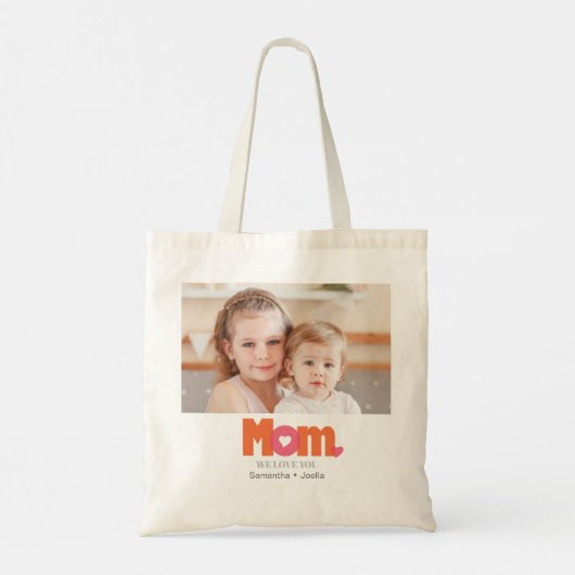 Moeder Foto Oranje/Roze Tote Bag (Achterkant)