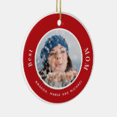 Moeder foto rode witte namen keramisch ornament (Rechts)