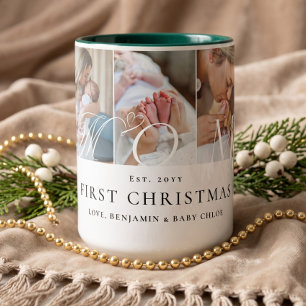 Moeder Fotocollage Eerste Kerstmis Aandenken Cadea Tweekleurige Koffiemok