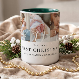 Moeder Fotocollage Eerste Kerstmis Aandenken Cadea Tweekleurige Koffiemok