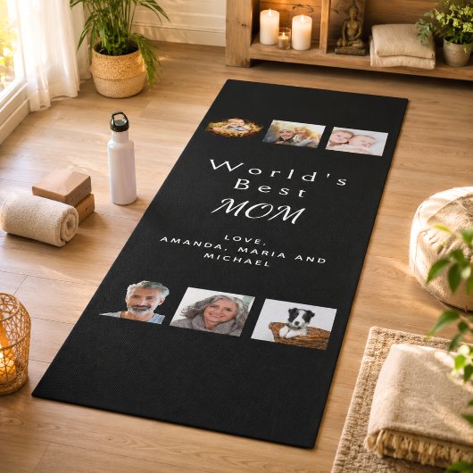 Moeder fotocollage zwart yogamat