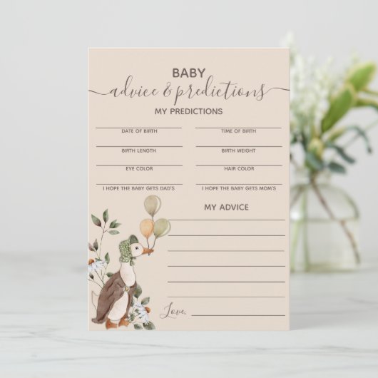 Moeder Gans Baby shower Advies & Voorspellingen Ka Kaart (Staand voorkant)