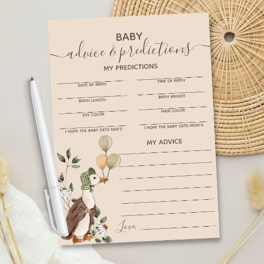 Moeder Gans Baby shower Advies & Voorspellingen Ka Kaart