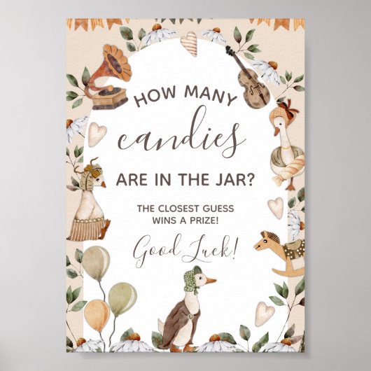  Moeder Gans Baby shower Snoep Guess Game Poster (Voorkant)