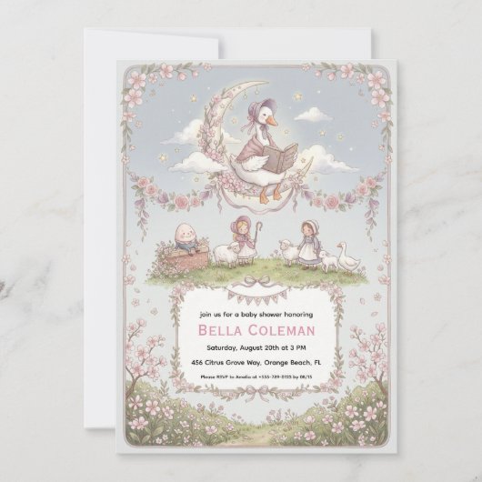 moeder gans babyshower uitnodigingen (Voorkant)