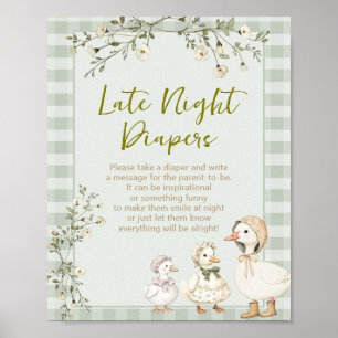 Moeder Gans en Baby Gosling Late Night Luiers Poster