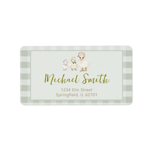 Moeder Gans en Gansje Baby Shower Adres Etiket (Voorkant)