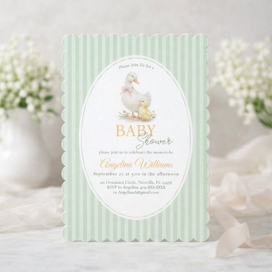 Moeder Gans en Gansje Baby Shower Uitnodiging