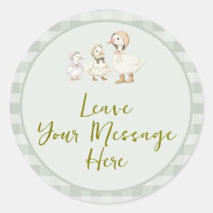 Moeder Gans en Gansje Baby Shower Uw Bericht Ronde Sticker