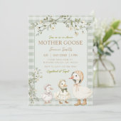 Moeder Gans en Gosling Baby shower Kaart (Staand voorkant)