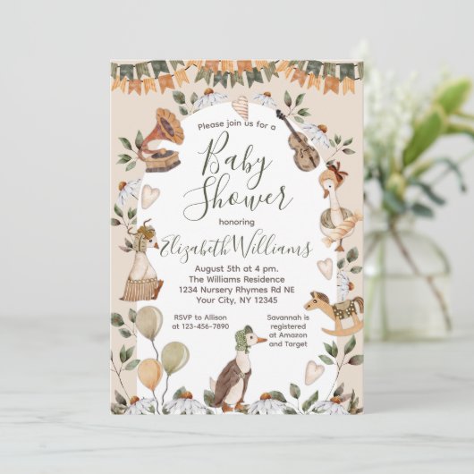 Moeder Gans Kwekerij Geslacht Neutraal Baby shower Kaart (Staand voorkant)