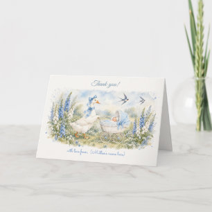 Moeder Ganzen Blauwe Vingerhoedskruid Baby Shower Bedankkaart