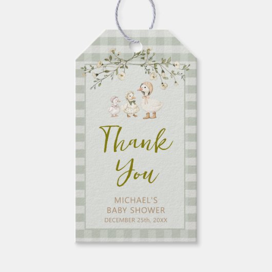Moeder Ganzen en Gansje Baby Shower Cadeaulabel (Voorkant)