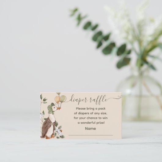 Moeder Ganzenballonnen Luier Raffle Baby shower Informatiekaartje (Staand voorkant)
