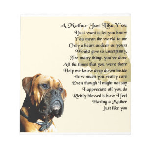 Moeder gedicht - Boxer Dog Design Notitieblok