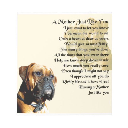 Moeder gedicht - Boxer Dog Design Notitieblok (Voorkant)