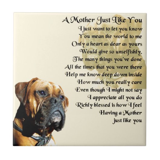 Moeder gedicht - Boxer Dog Design Tegeltje (Voorkant)