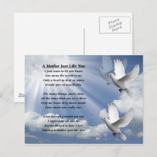 Moeder gedicht - Doves Briefkaart (Voorkant / Achterkant)