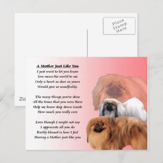 Moeder gedicht - Pekingese Briefkaart (Voorkant / Achterkant)