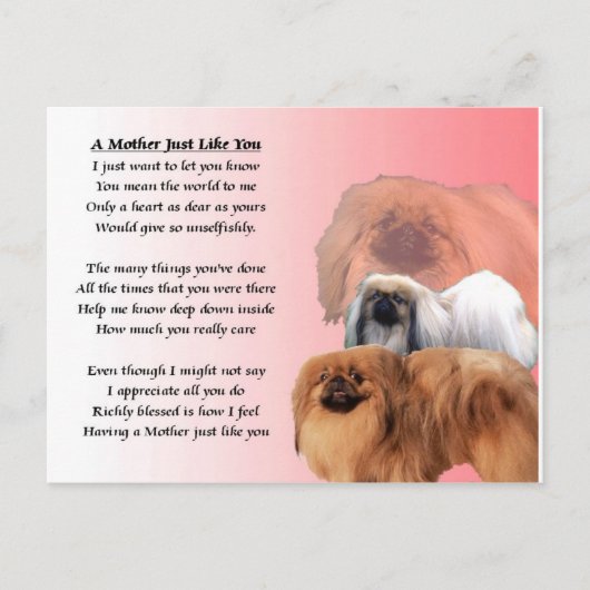 Moeder gedicht - Pekingese Briefkaart (Voorkant)