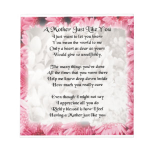 Moeder gedicht - Roze Floral Design Notitieblok