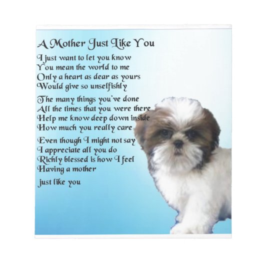 Moeder gedicht - Shih Tzu Design Notitieblok (Voorkant)