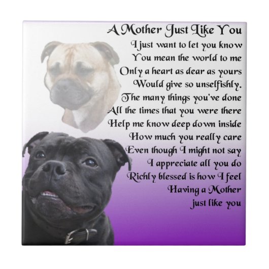 Moeder gedicht - Staffordshire Bull shier Design Tegeltje (Voorkant)